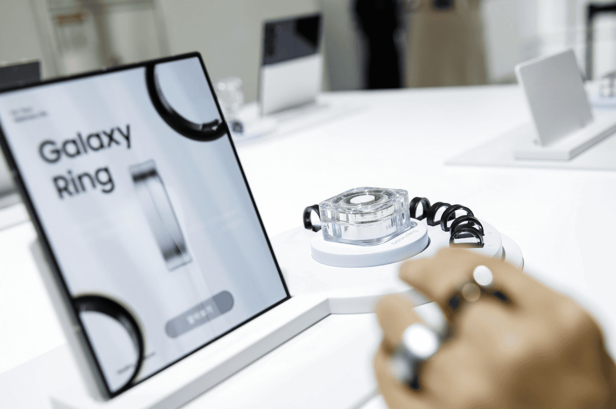 Samsung Galaxy Ring on display at an event